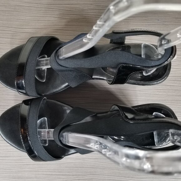 Charles David Criss-Cross Strap Wedge Sandals, Black, Womens Size 8 M - Picture 10 of 13